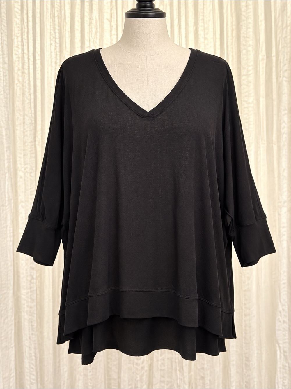 CAbi Black V-Neck Layered Tunic Top